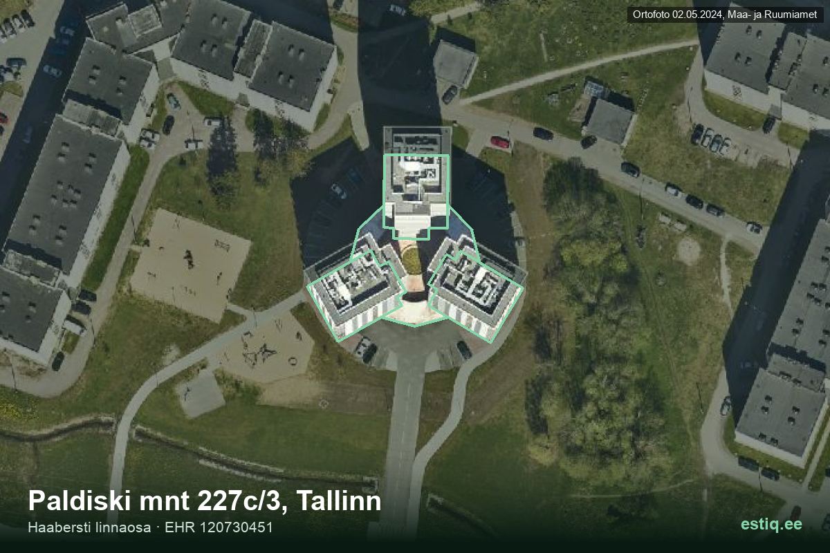 Paldiski mnt 227c/1, Tallinn – hoone aerofoto, kontuur ehitisregistri (EHR) andmetest