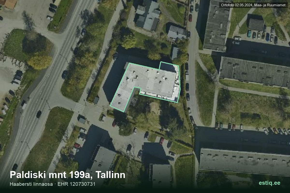Paldiski mnt 199a, Tallinn – hoone aerofoto, kontuur ehitisregistri (EHR) andmetest