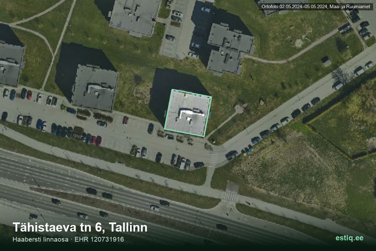 Tähistaeva tänav 6, Tallinn – аэрофото дома, контур по данным регистра строений (EHR)