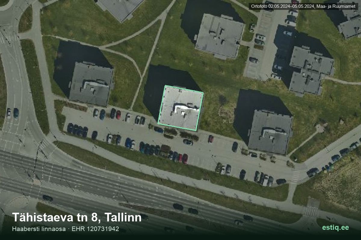 Tähistaeva tänav 8, Tallinn – аэрофото дома, контур по данным регистра строений (EHR)