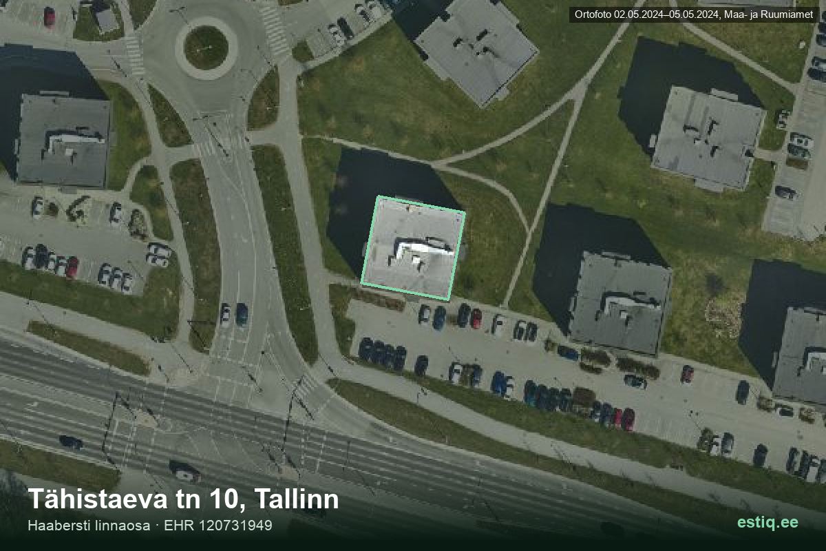 Tähistaeva tänav 10, Tallinn – аэрофото дома, контур по данным регистра строений (EHR)