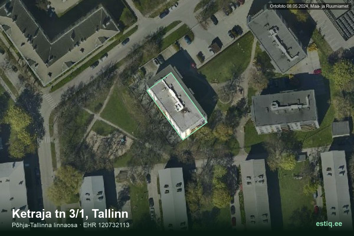 Ketraja tänav 3/1, Tallinn – ilmakuva rakennuksesta, ääriviiva rakennusrekisteristä (EHR)