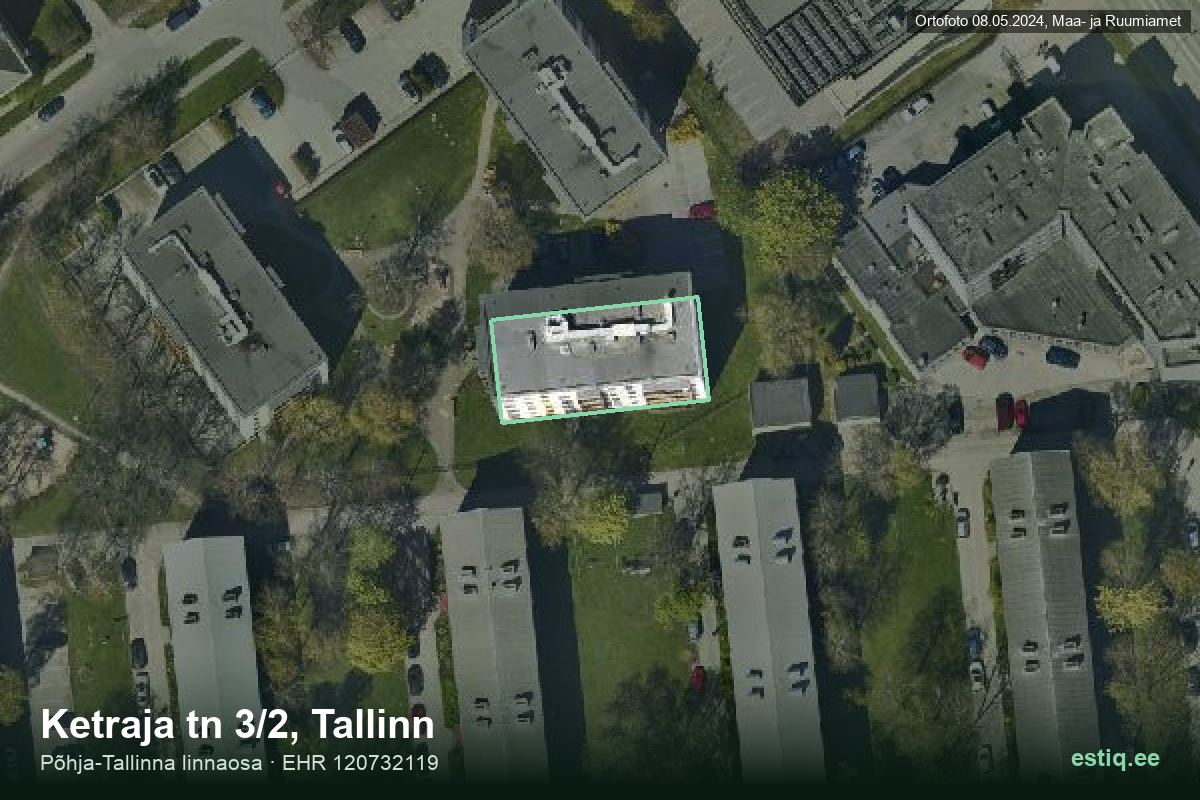 Ketraja tänav 3/2, Tallinn – hoone aerofoto, kontuur ehitisregistri (EHR) andmetest