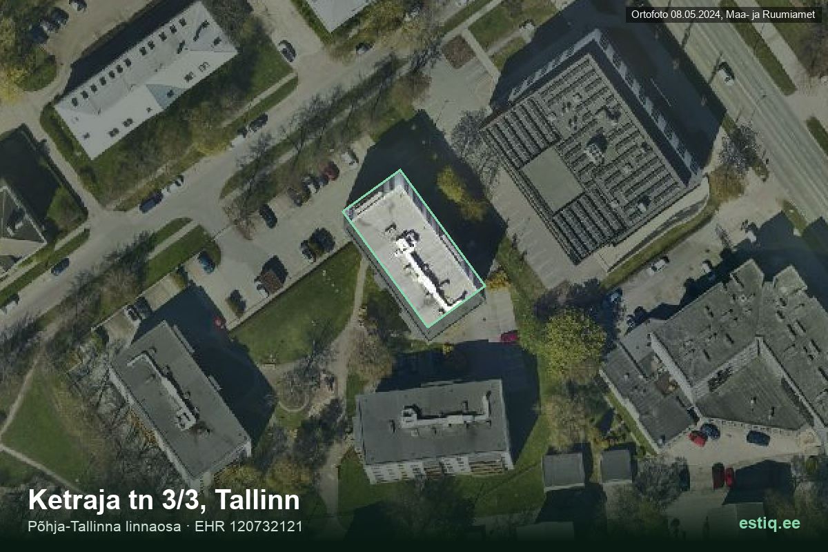 Ketraja tänav 3/3, Tallinn – ilmakuva rakennuksesta, ääriviiva rakennusrekisteristä (EHR)