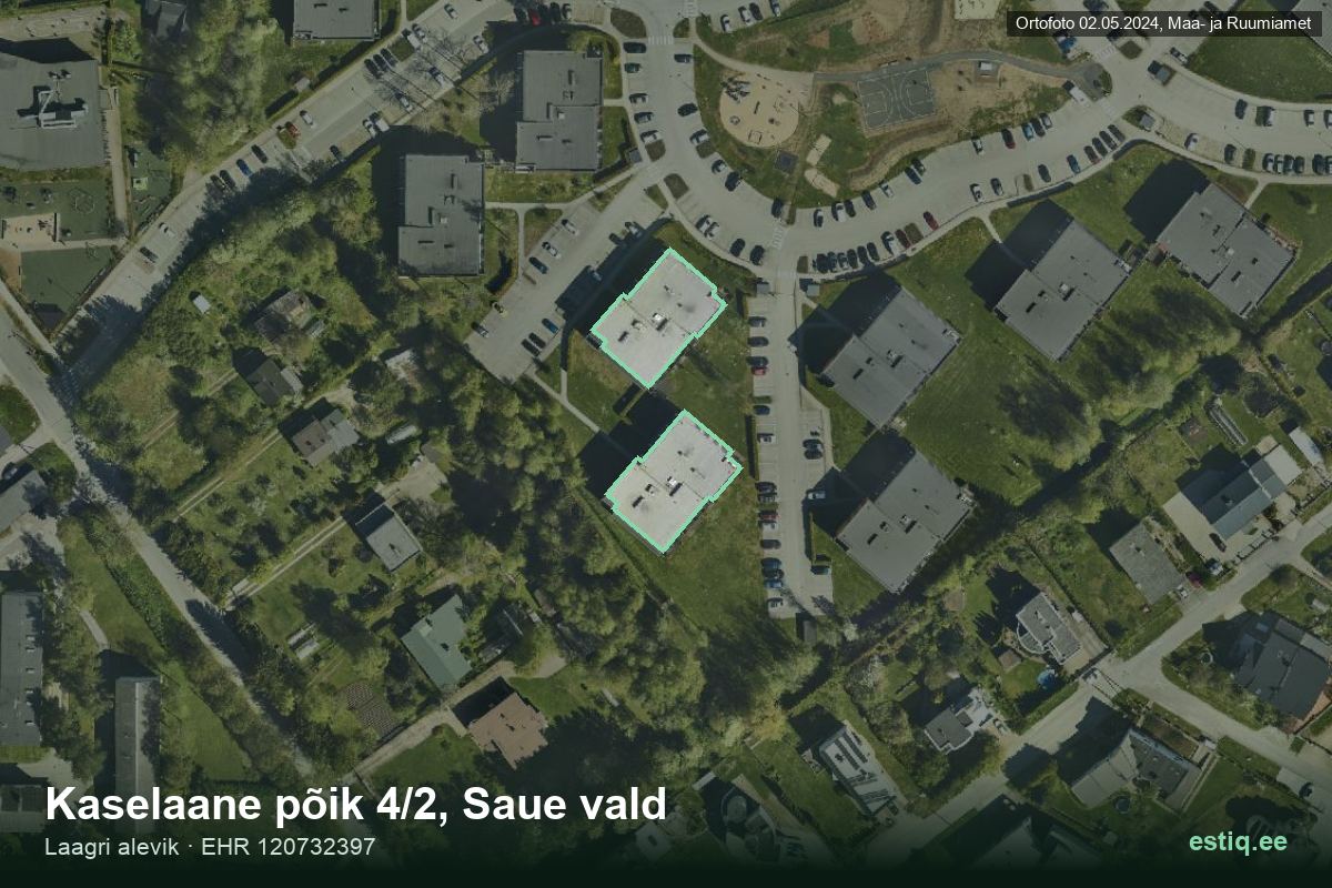 Kaselaane põik 4/1, Saue – hoone aerofoto, kontuur ehitisregistri (EHR) andmetest