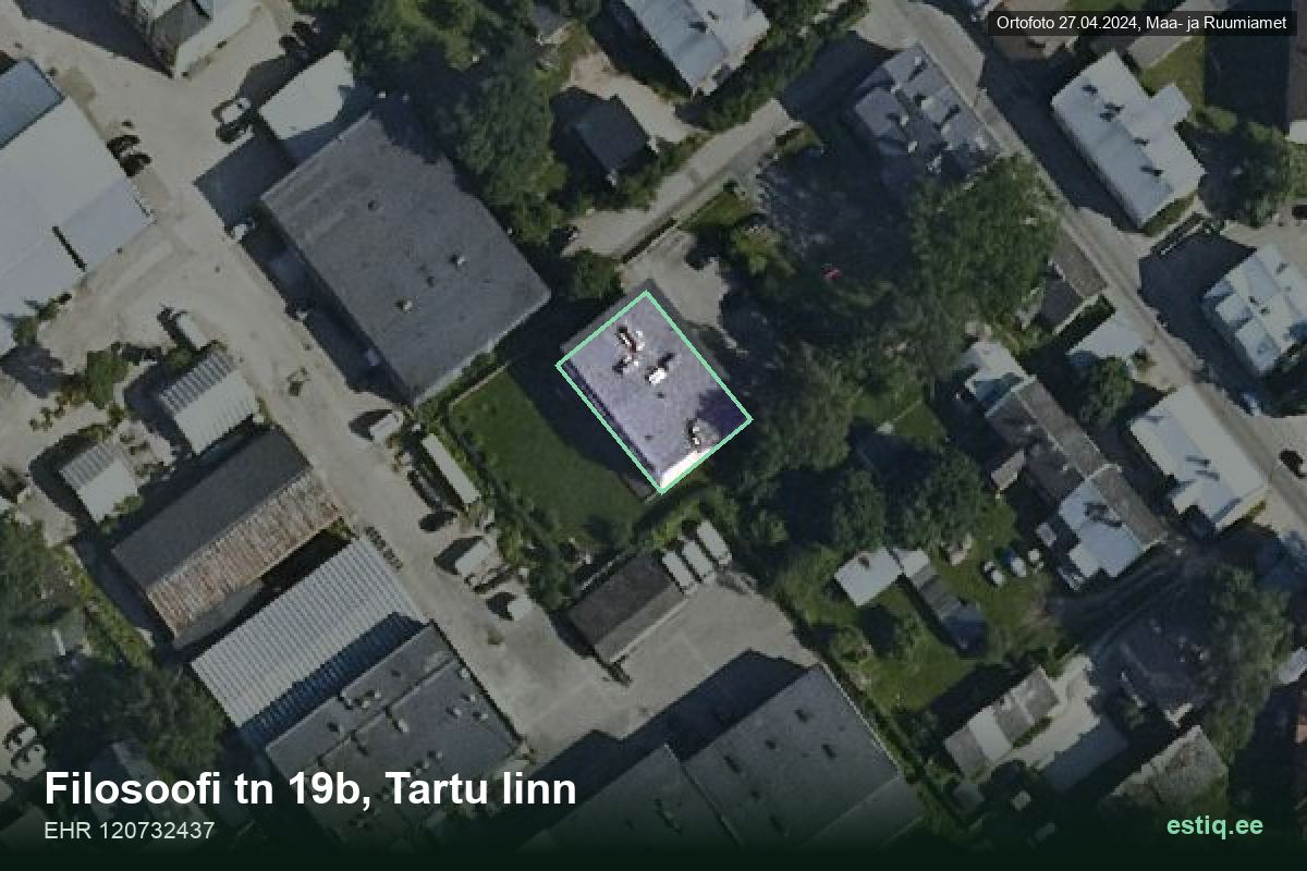 Filosoofi tänav 19b, Tartu – hoone aerofoto, kontuur ehitisregistri (EHR) andmetest