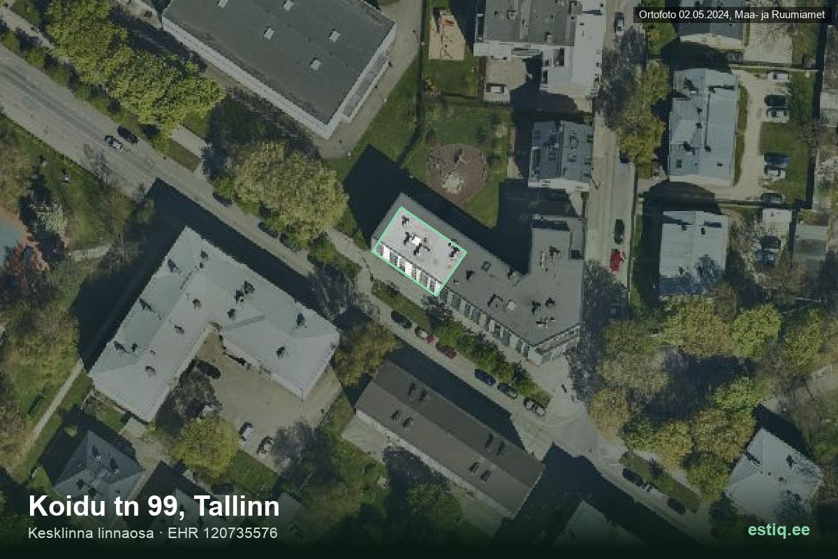 Koidu tänav 99, Tallinn – hoone aerofoto, kontuur ehitisregistri (EHR) andmetest