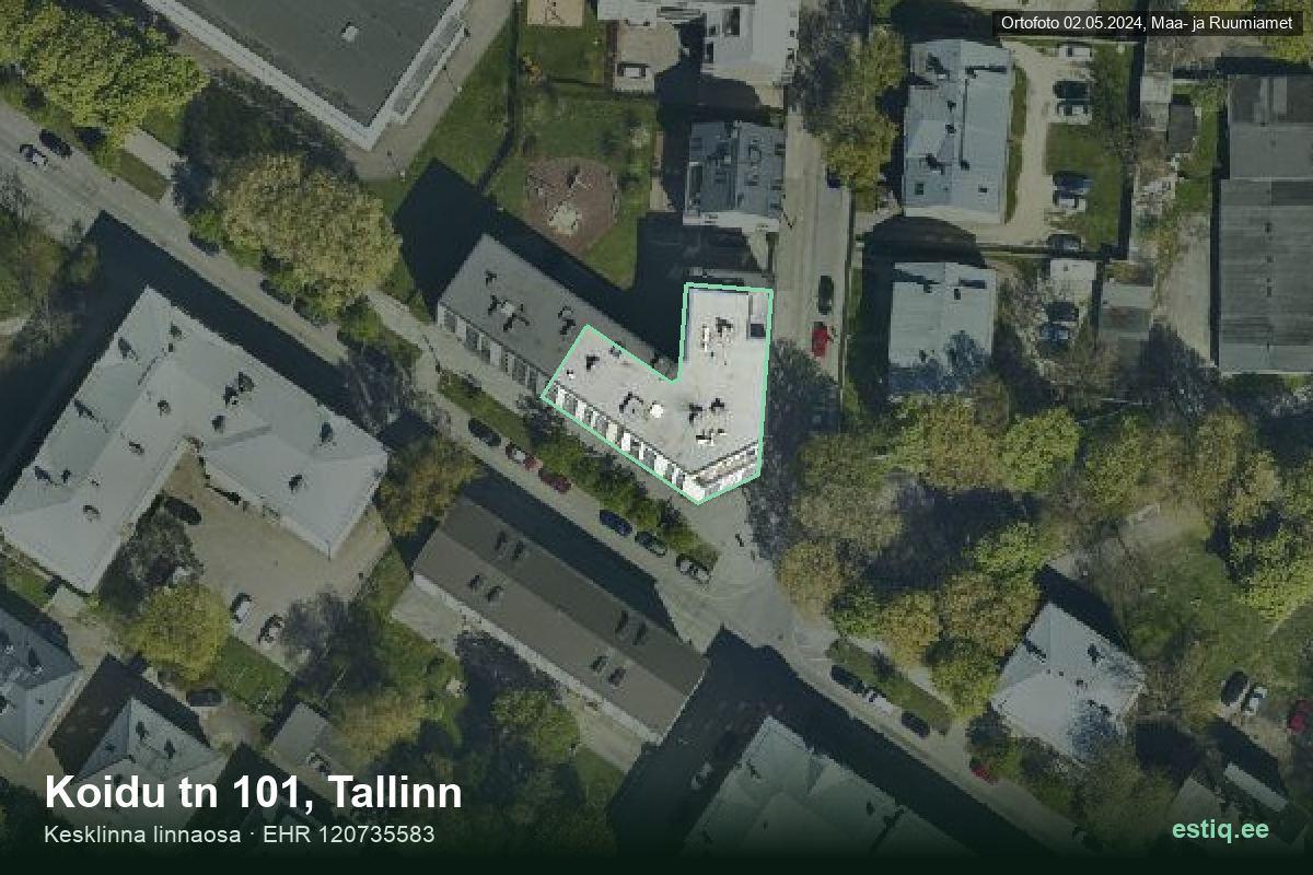 Koidu tänav 101, Tallinn – hoone aerofoto, kontuur ehitisregistri (EHR) andmetest
