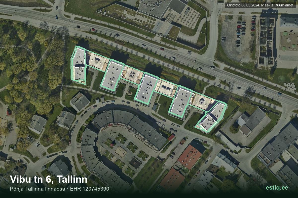 Vibu tänav 2, Tallinn – aerial photo of the building, outline from the Building Register (EHR)