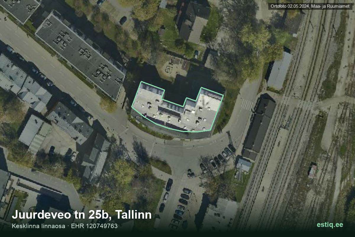 Juurdeveo tänav 25b, Tallinn – hoone aerofoto, kontuur ehitisregistri (EHR) andmetest
