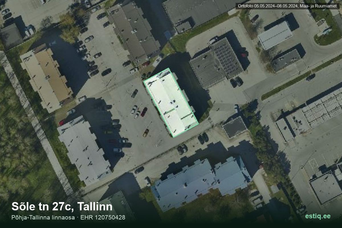 Sõle tänav 27c, Tallinn – hoone aerofoto, kontuur ehitisregistri (EHR) andmetest