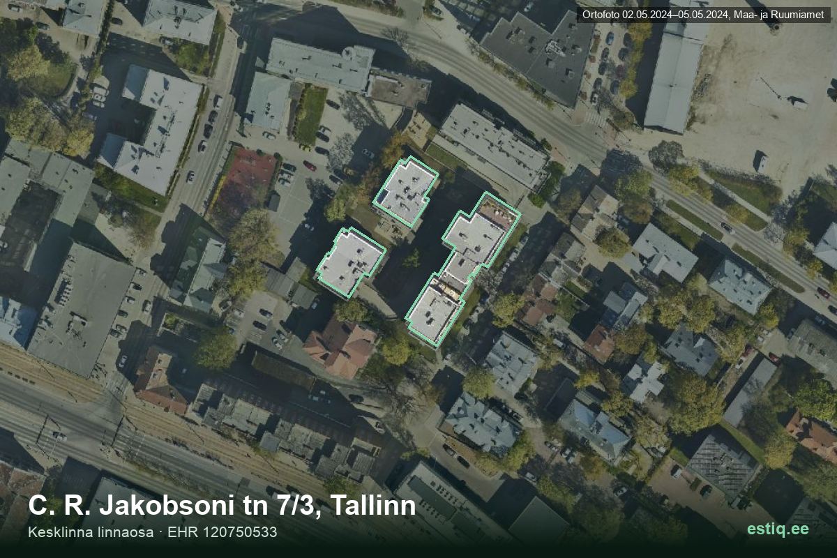 C. R. Jakobsoni tänav 7/1, Tallinn – aerial photo of the building, outline from the Building Register (EHR)