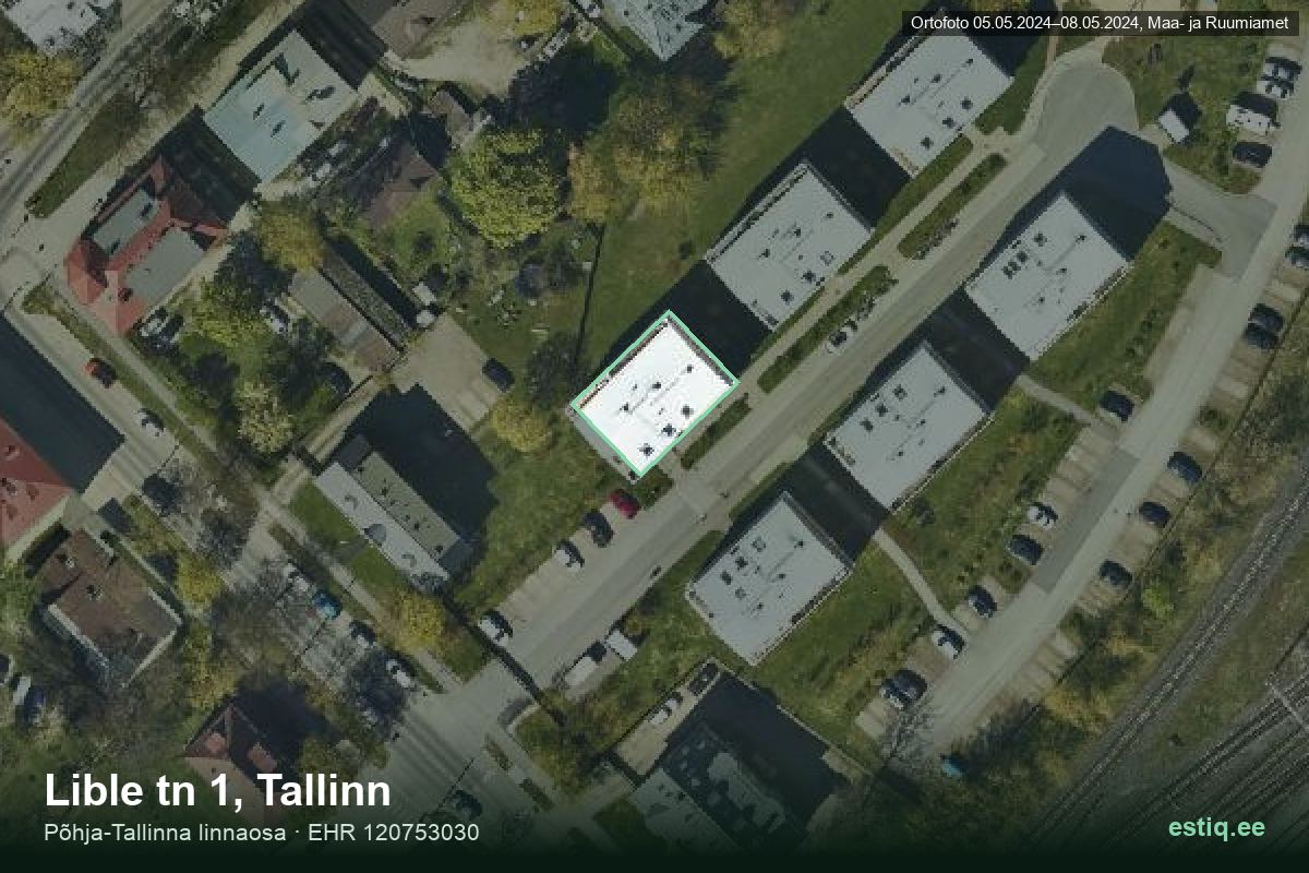 Lible tänav 1, Tallinn – аэрофото дома, контур по данным регистра строений (EHR)