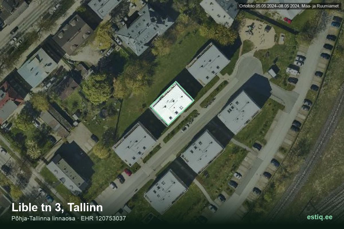 Lible tänav 3, Tallinn – ilmakuva rakennuksesta, ääriviiva rakennusrekisteristä (EHR)