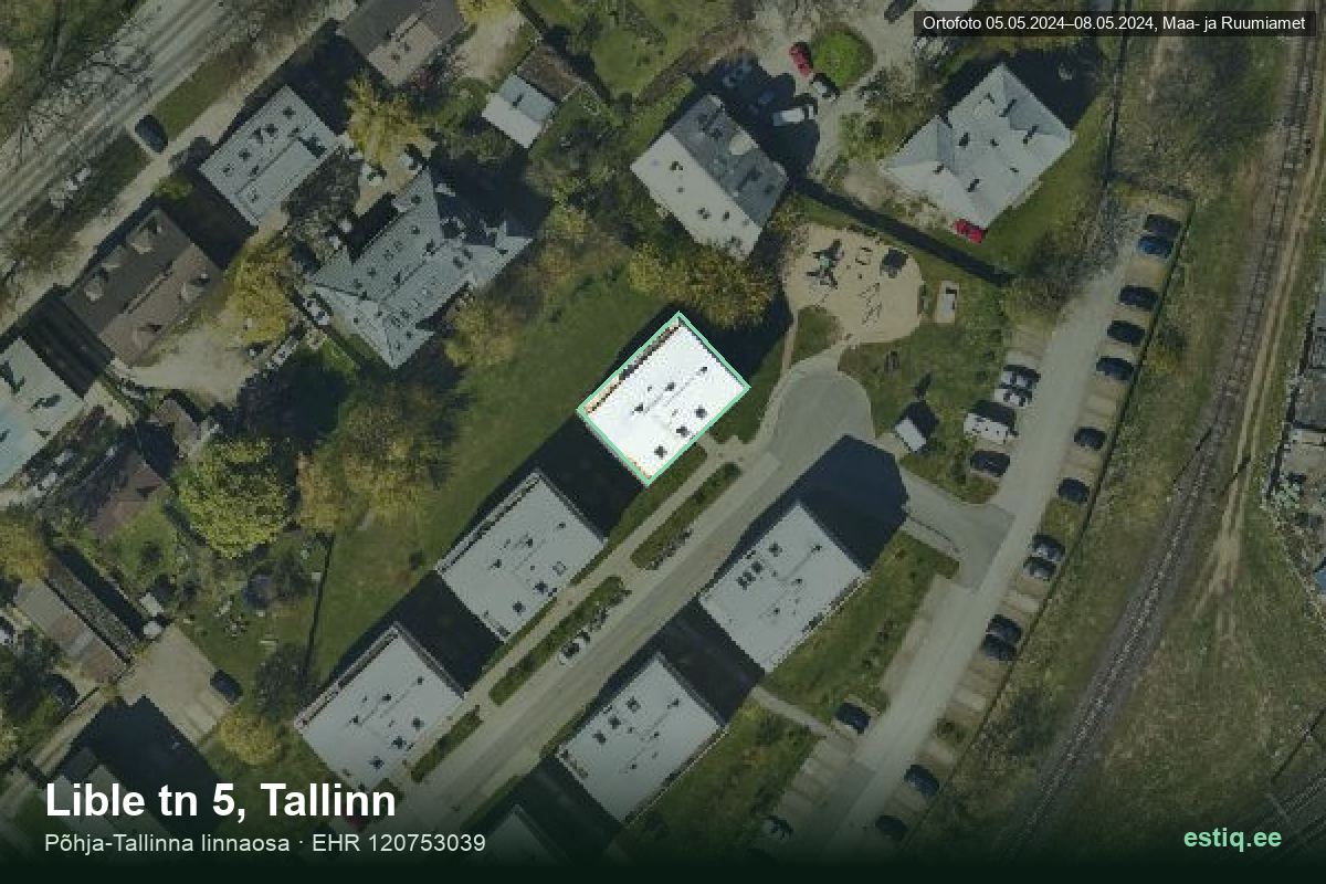 Lible tänav 5, Tallinn – ilmakuva rakennuksesta, ääriviiva rakennusrekisteristä (EHR)