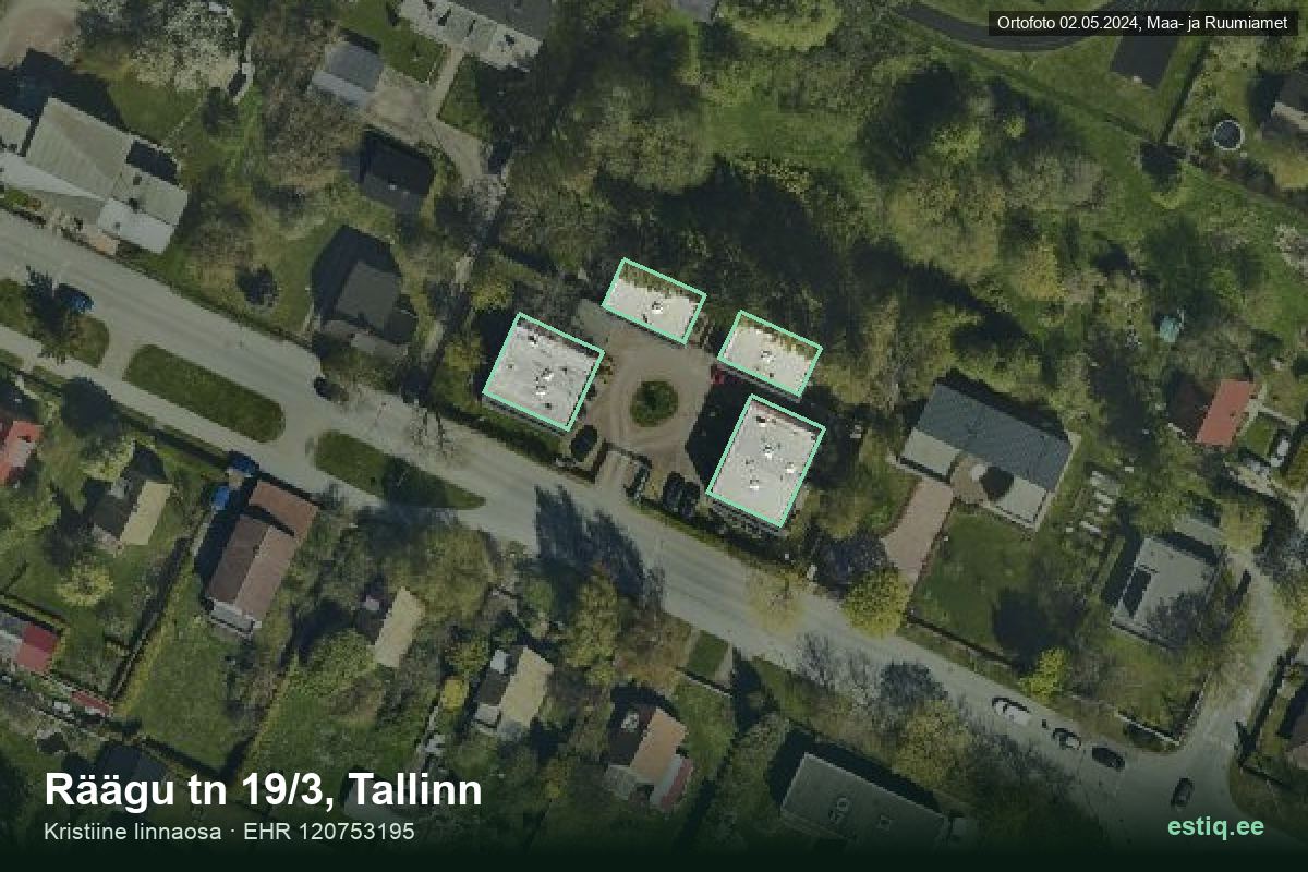 Räägu tänav 19/1, Tallinn – ilmakuva rakennuksesta, ääriviiva rakennusrekisteristä (EHR)