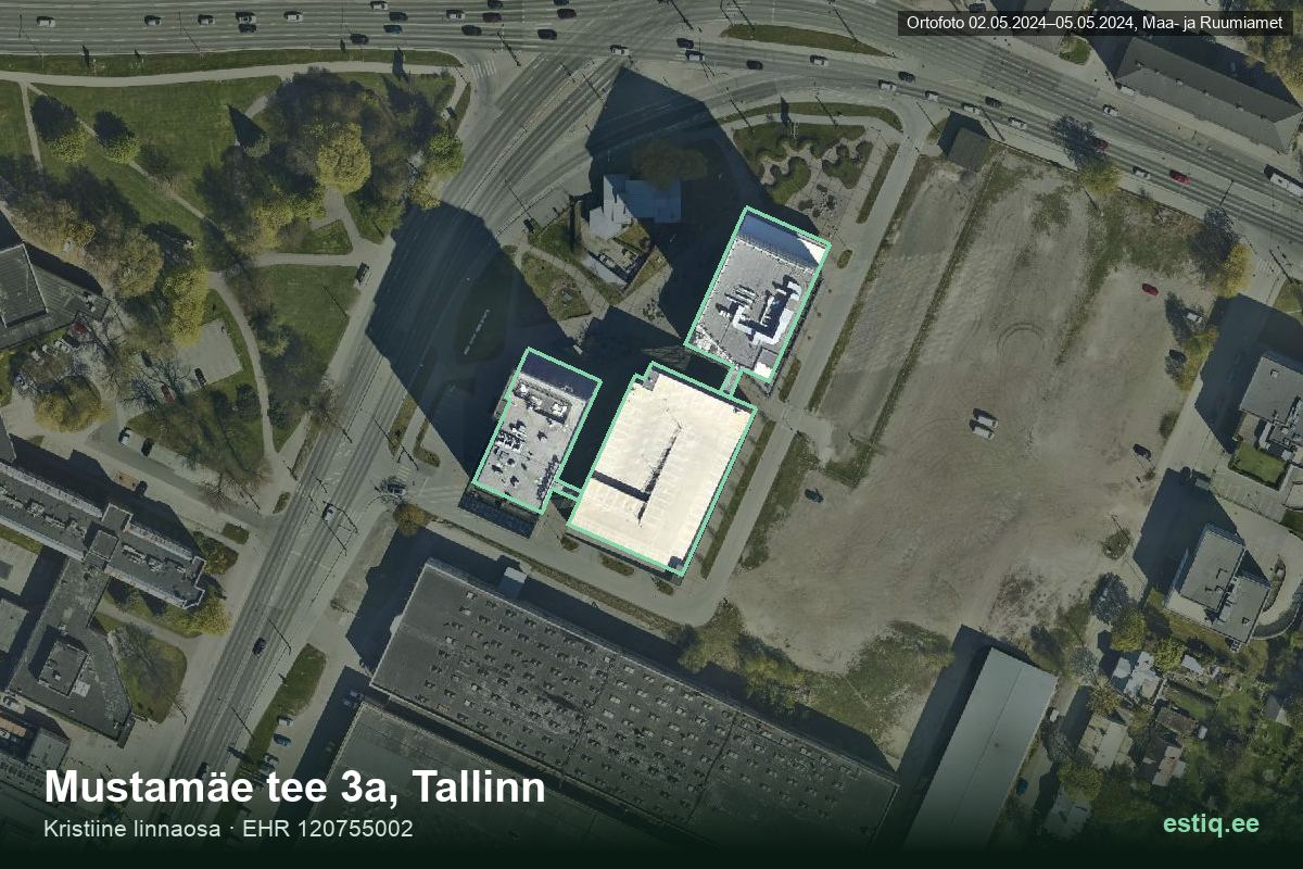 Mustamäe tee 3, Tallinn – hoone aerofoto, kontuur ehitisregistri (EHR) andmetest