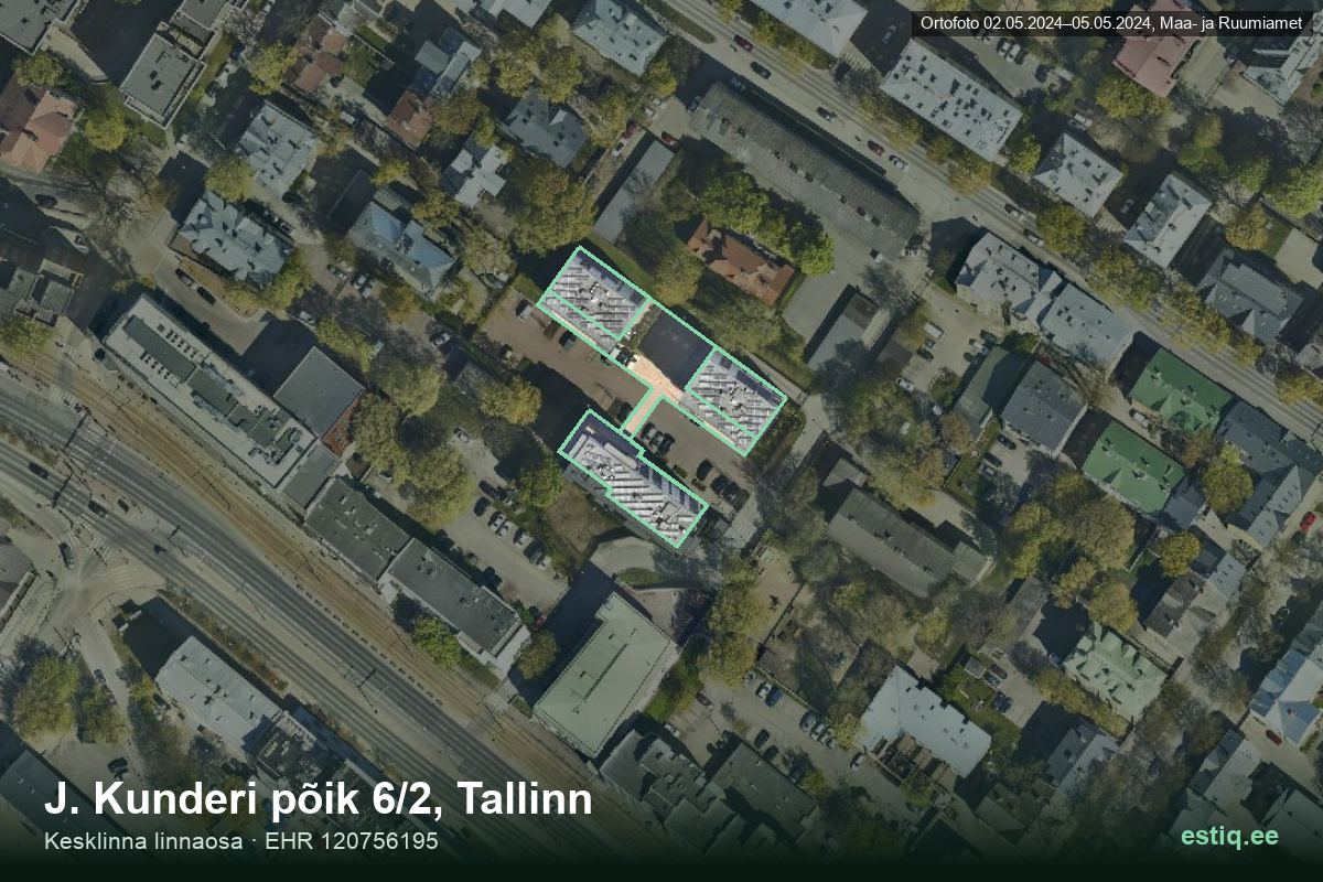 J. Kunderi põik 6, Tallinn – aerial photo of the building, outline from the Building Register (EHR)