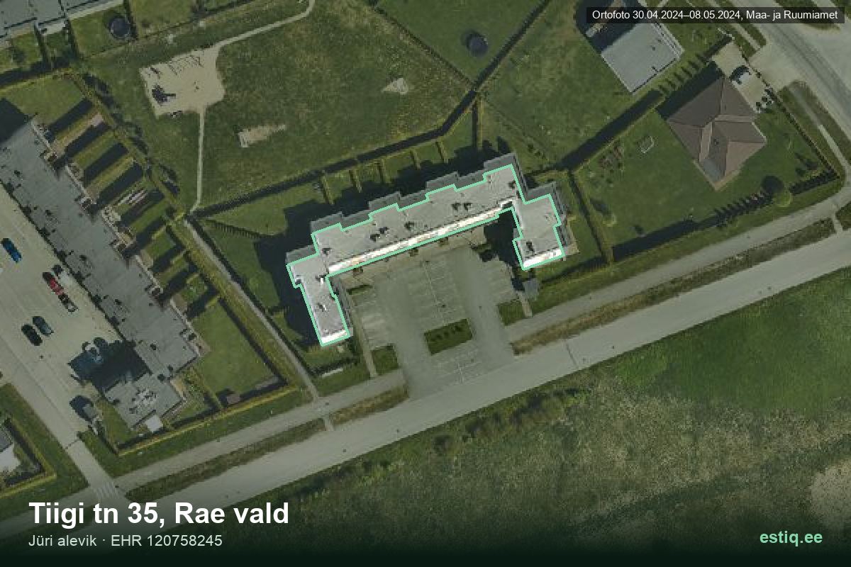 Tiigi tänav 35, Rae – aerial photo of the building, outline from the Building Register (EHR)