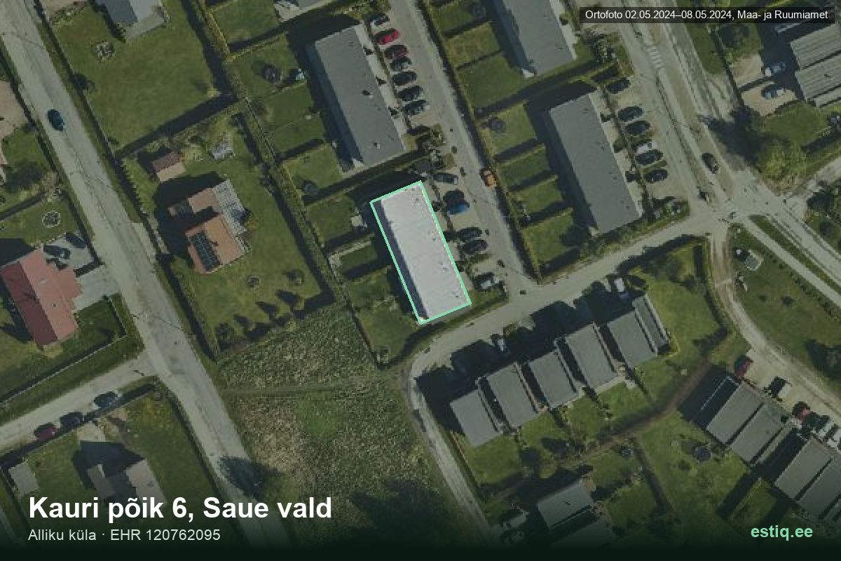 Kauri põik 6, Saue – aerial photo of the building, outline from the Building Register (EHR)