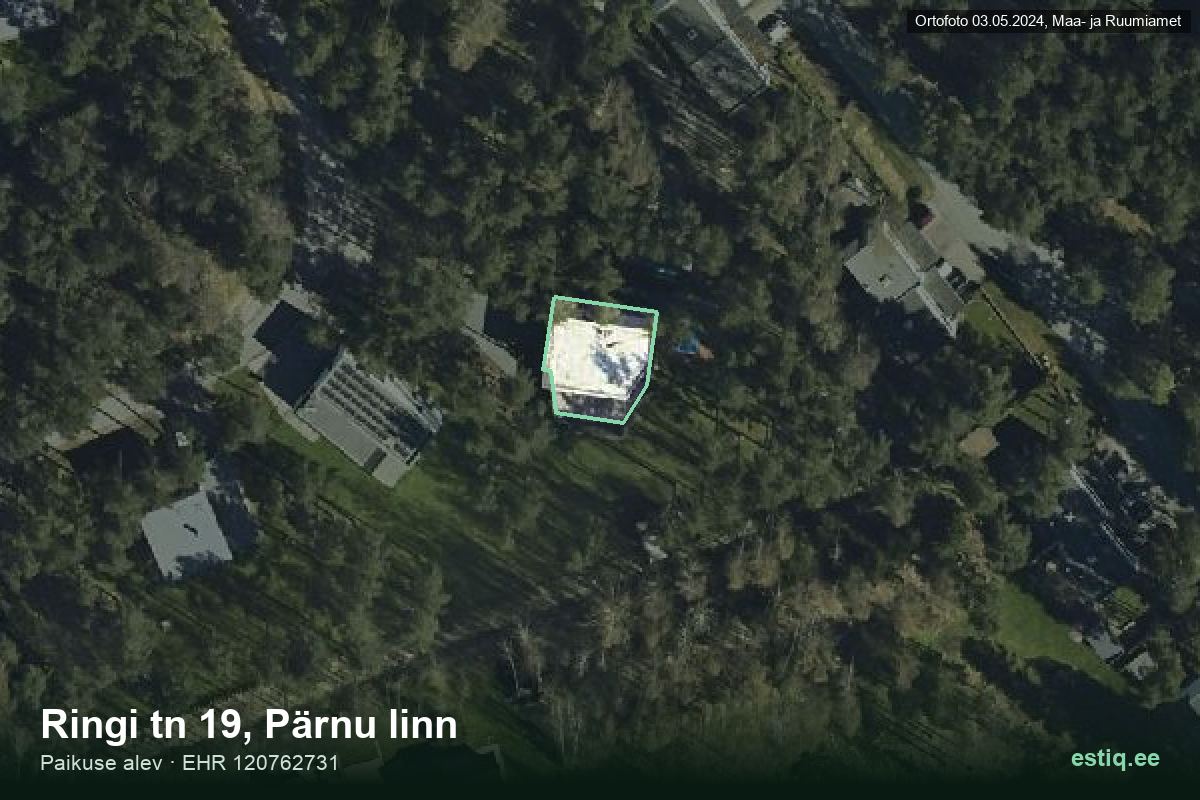 Ringi tänav 19, Pärnu – aerial photo of the building, outline from the Building Register (EHR)
