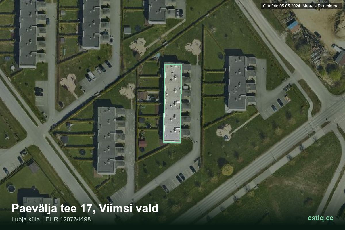 Paevälja tee 17, Viimsi – ilmakuva rakennuksesta, ääriviiva rakennusrekisteristä (EHR)