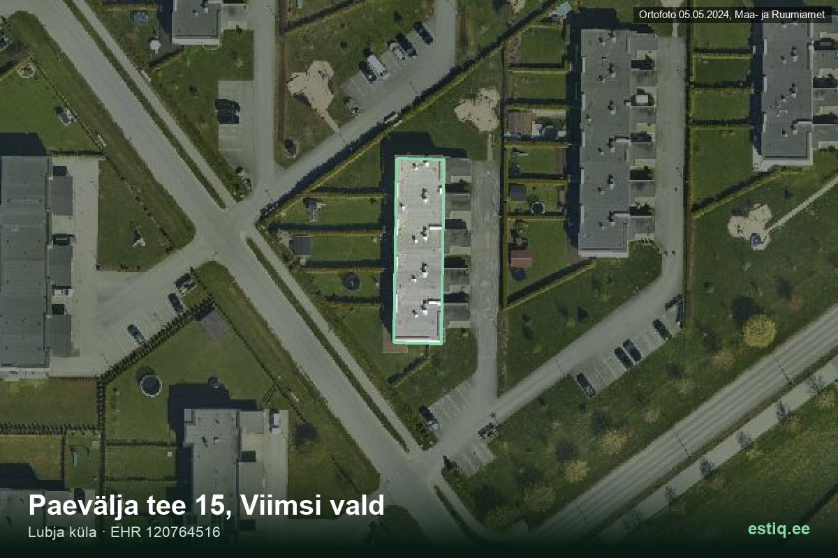 Paevälja tee 15, Viimsi – aerial photo of the building, outline from the Building Register (EHR)