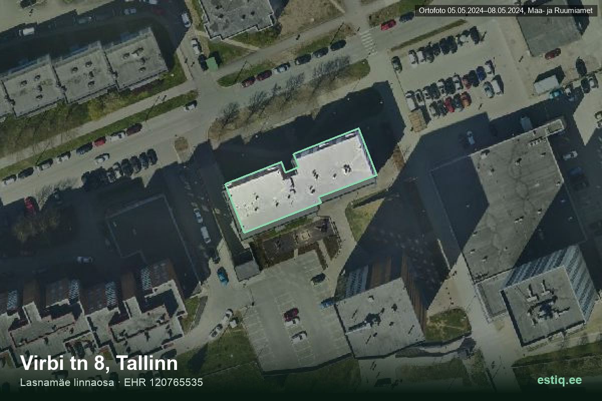Virbi tänav 8, Tallinn – hoone aerofoto, kontuur ehitisregistri (EHR) andmetest