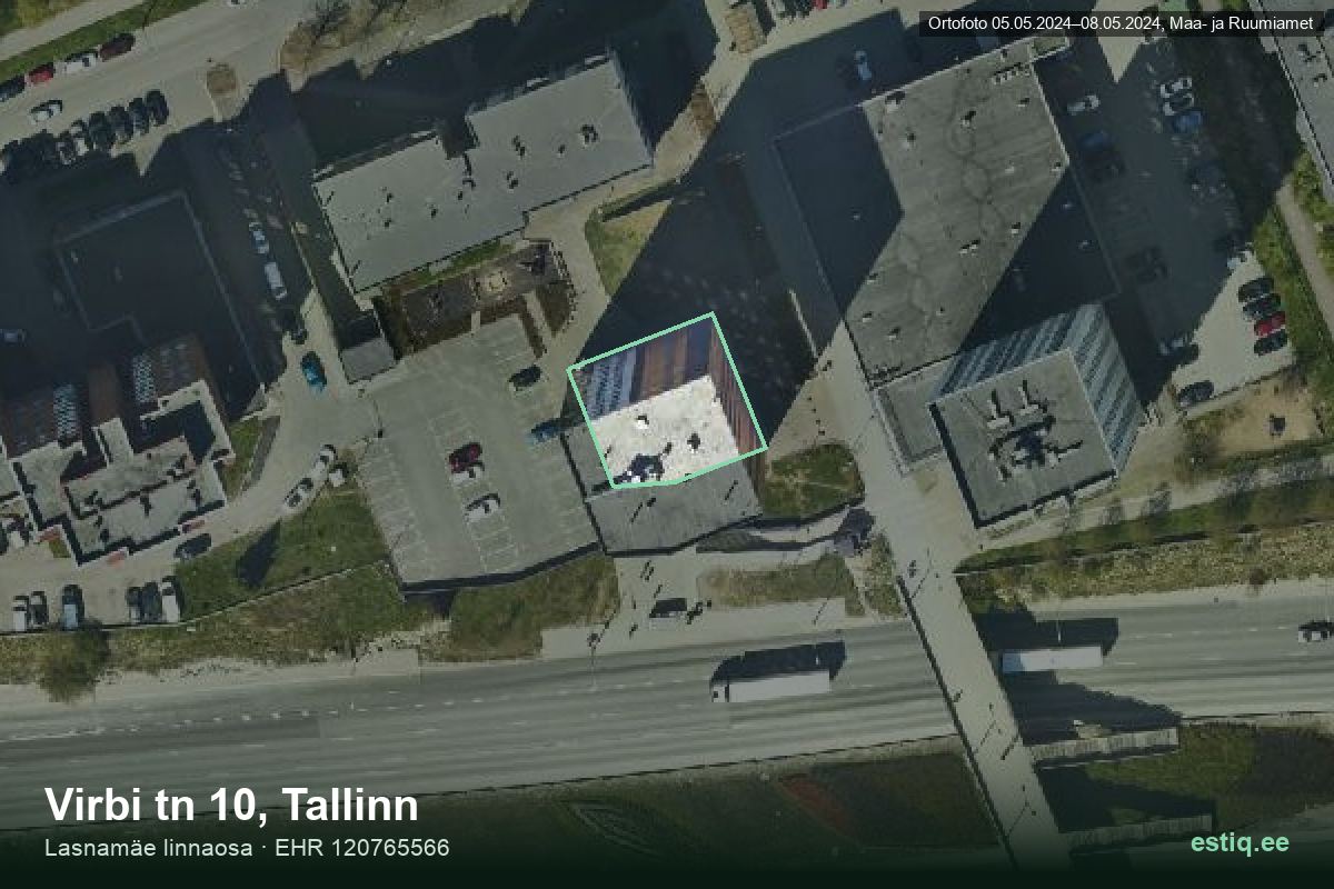 Virbi tänav 10, Tallinn – hoone aerofoto, kontuur ehitisregistri (EHR) andmetest