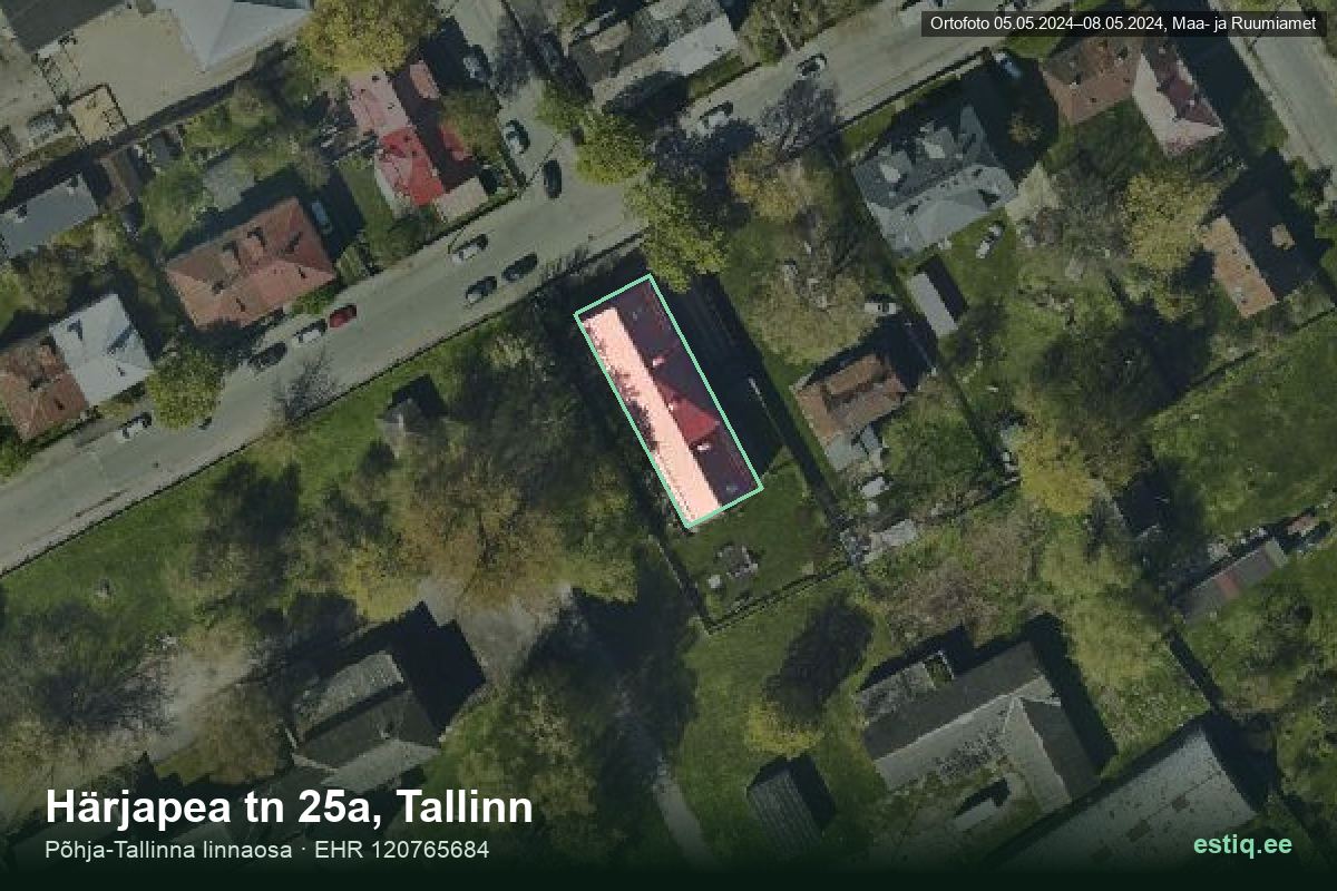 Härjapea tänav 25a, Tallinn – ilmakuva rakennuksesta, ääriviiva rakennusrekisteristä (EHR)
