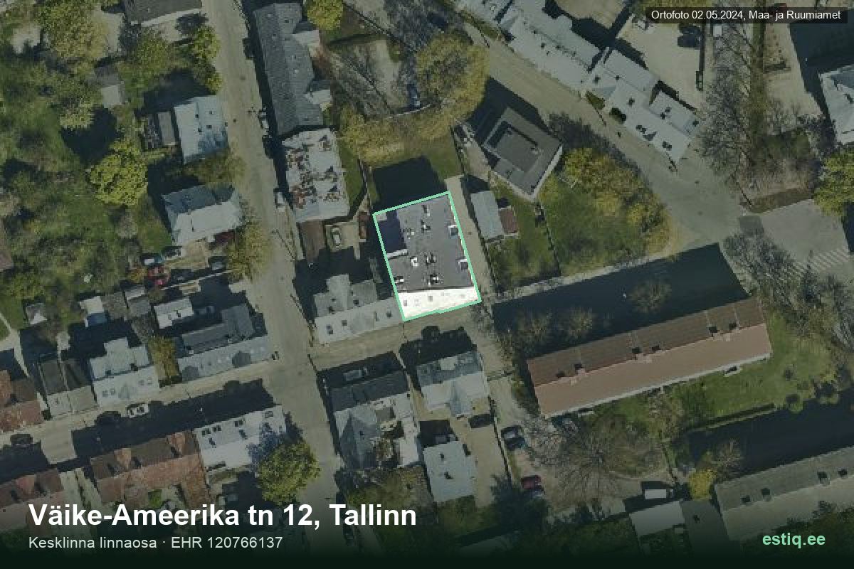 Väike-Ameerika tänav 12, Tallinn – aerial photo of the building, outline from the Building Register (EHR)
