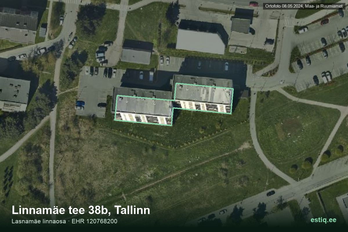 Linnamäe tee 38b, Tallinn – hoone aerofoto, kontuur ehitisregistri (EHR) andmetest