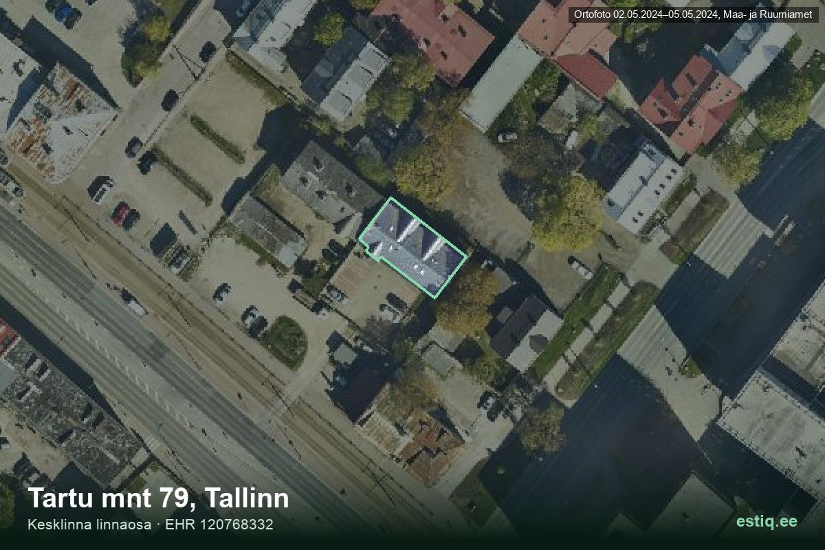 Tartu mnt 79, Tallinn – hoone aerofoto, kontuur ehitisregistri (EHR) andmetest