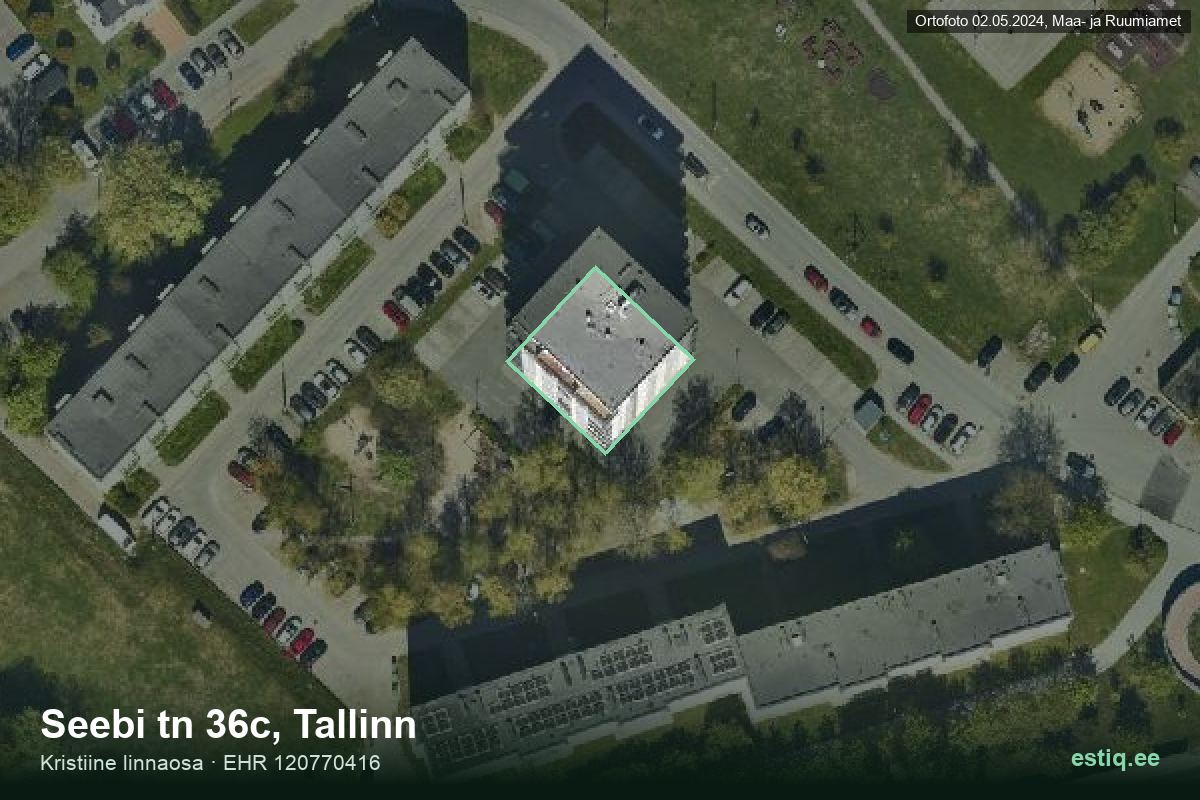 Seebi tänav 36c, Tallinn – hoone aerofoto, kontuur ehitisregistri (EHR) andmetest