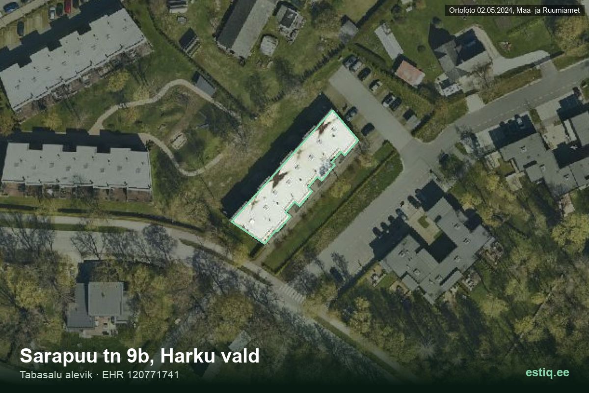 Sarapuu tänav 9b, Harku – аэрофото дома, контур по данным регистра строений (EHR)