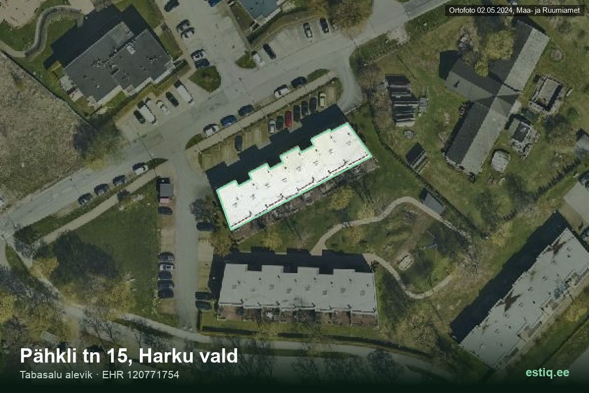 Pähkli tänav 15, Harku – hoone aerofoto, kontuur ehitisregistri (EHR) andmetest