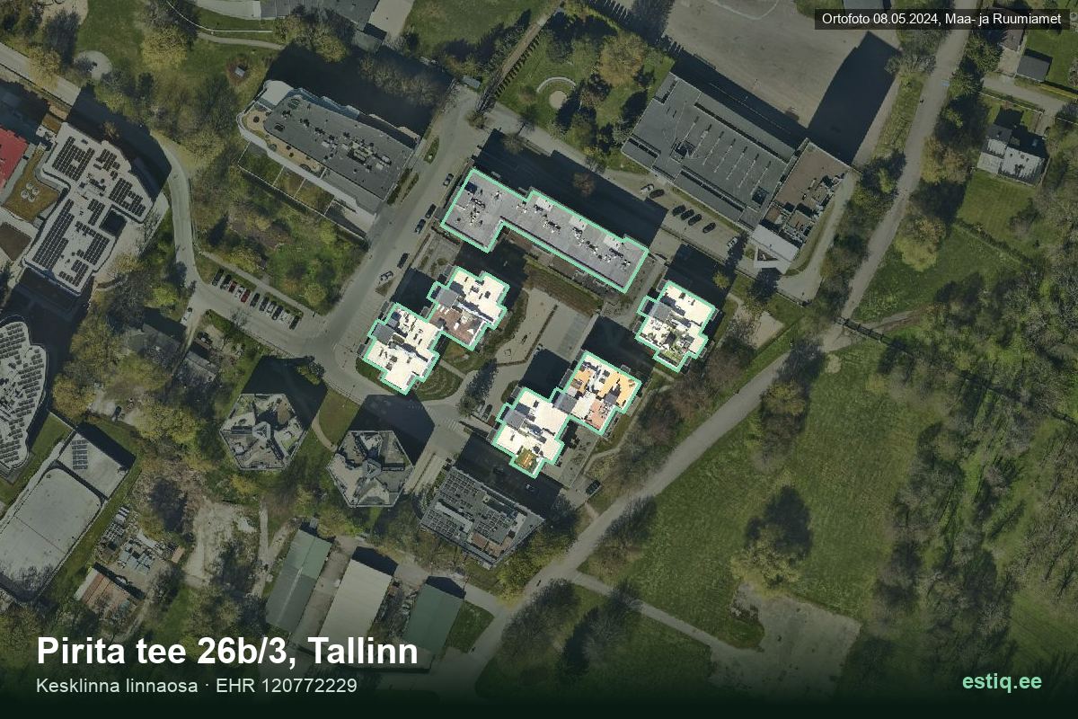 Pirita tee 26b/2, Tallinn – hoone aerofoto, kontuur ehitisregistri (EHR) andmetest