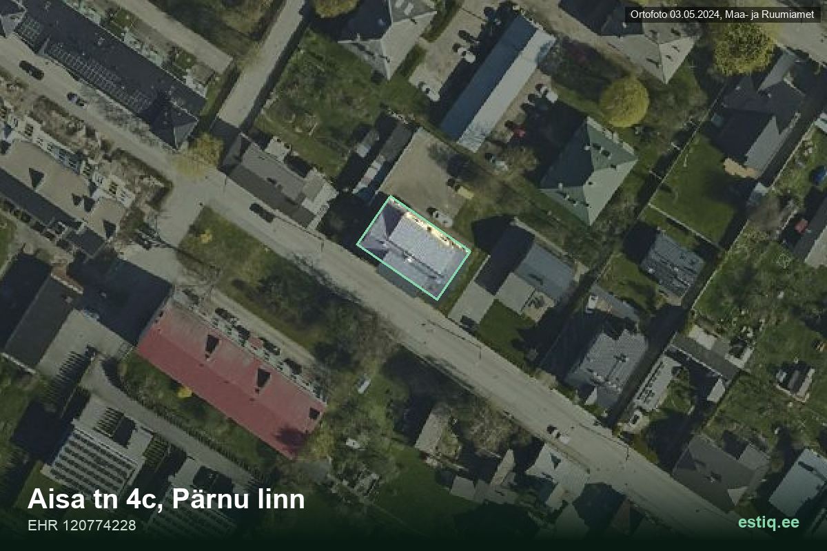 Aisa tänav 4c, Pärnu – hoone aerofoto, kontuur ehitisregistri (EHR) andmetest