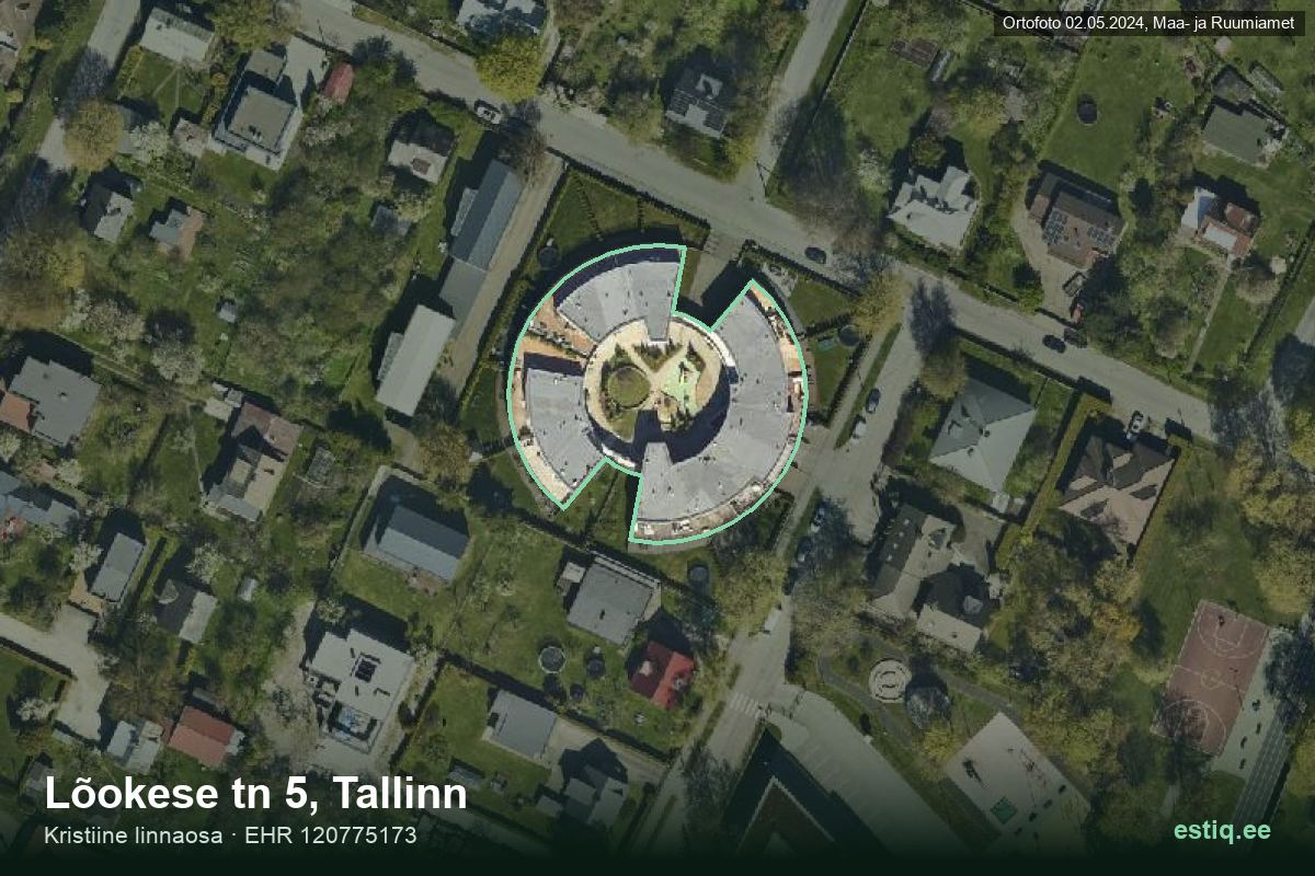 Lõokese tänav 5, Tallinn – ilmakuva rakennuksesta, ääriviiva rakennusrekisteristä (EHR)