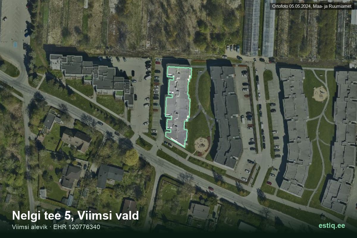Nelgi tee 5, Viimsi – hoone aerofoto, kontuur ehitisregistri (EHR) andmetest