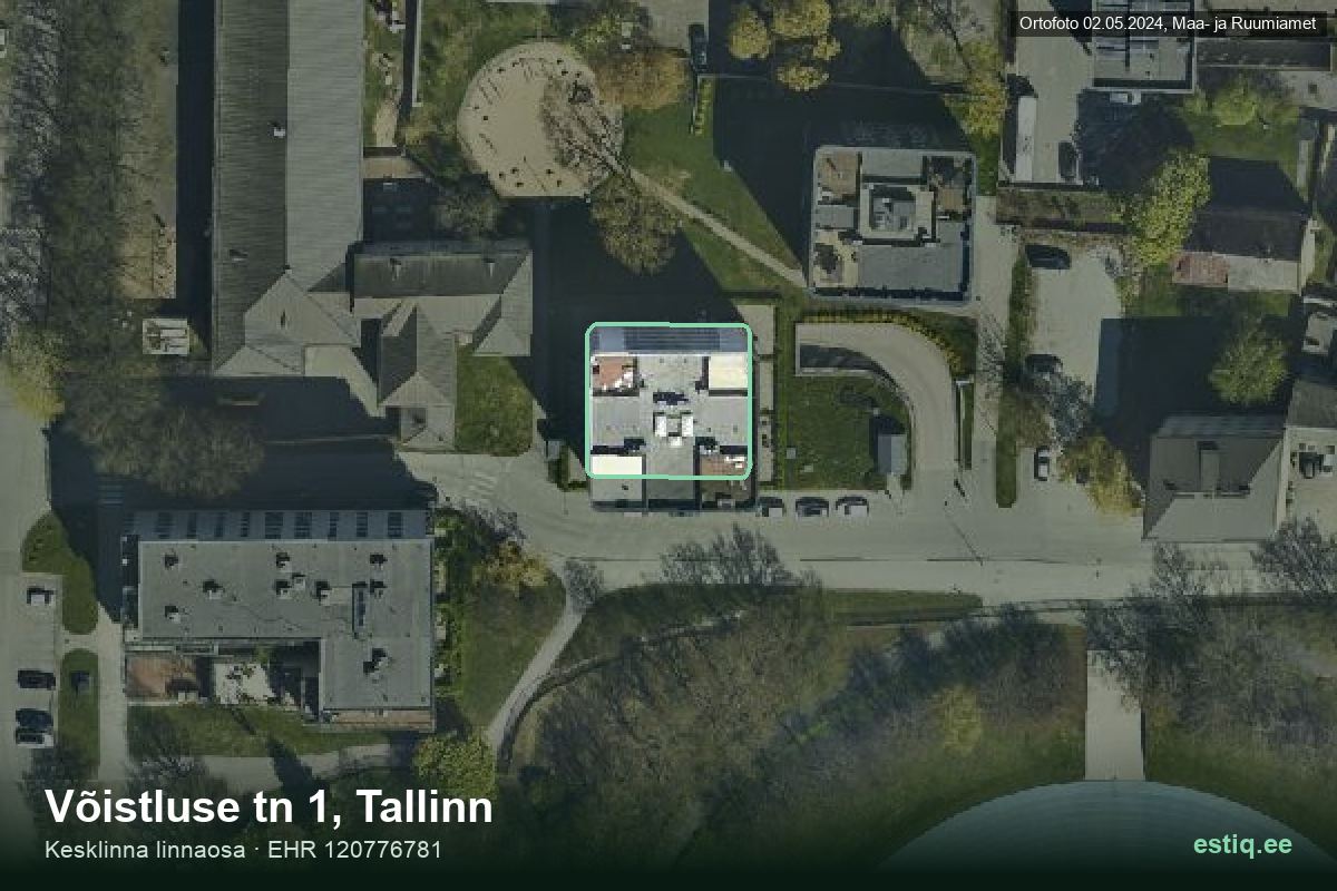Võistluse tänav 1, Tallinn – hoone aerofoto, kontuur ehitisregistri (EHR) andmetest