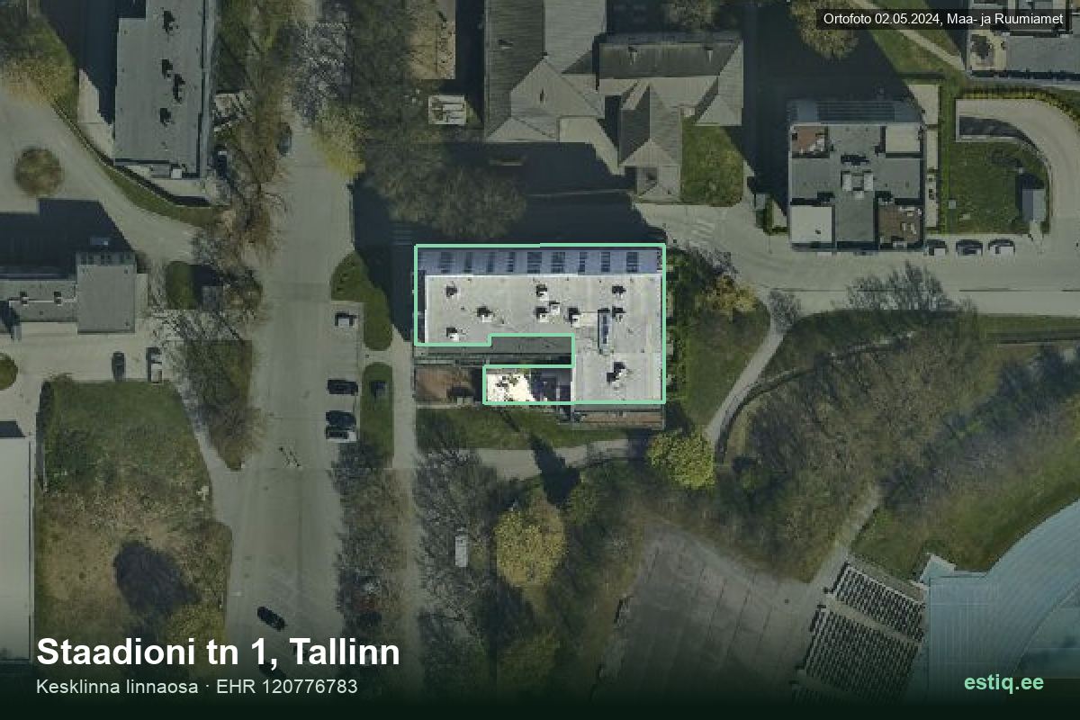 Staadioni tänav 1, Tallinn – aerial photo of the building, outline from the Building Register (EHR)