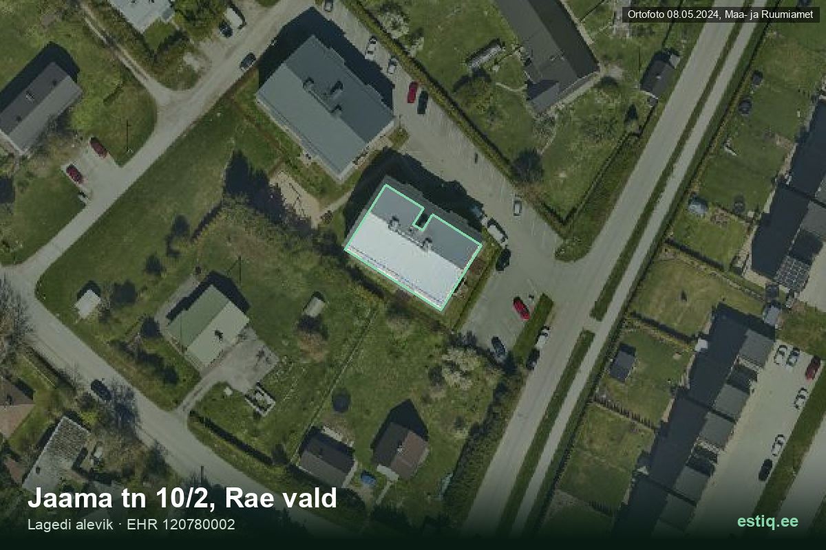 Jaama tänav 10/2, Rae – aerial photo of the building, outline from the Building Register (EHR)