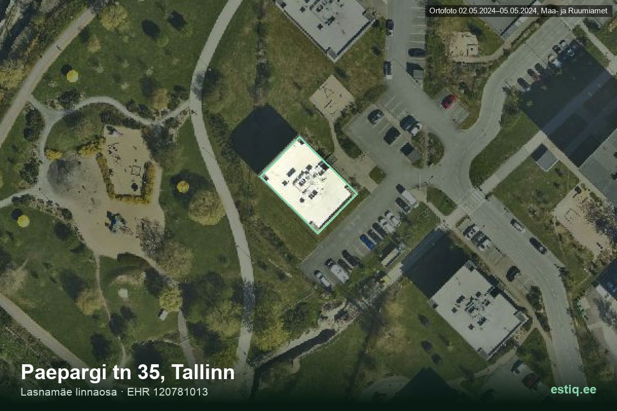 Paepargi tänav 35, Tallinn – hoone aerofoto, kontuur ehitisregistri (EHR) andmetest