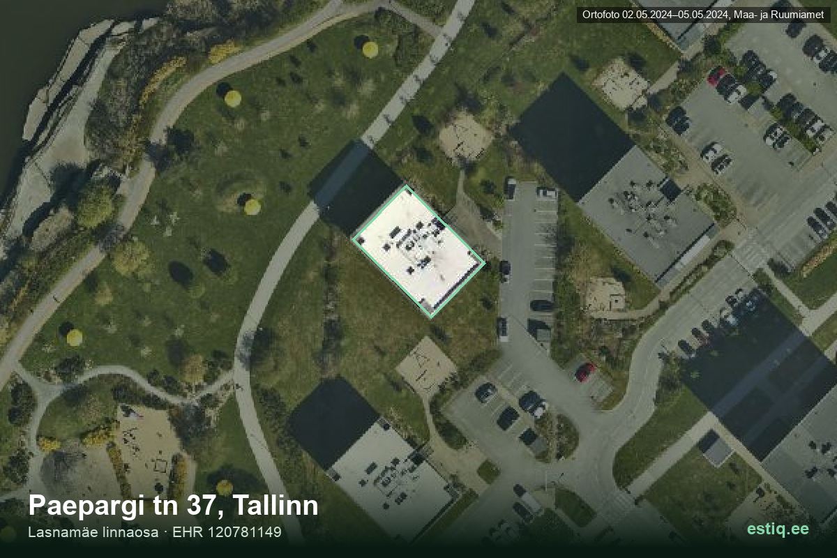Paepargi tänav 37, Tallinn – hoone aerofoto, kontuur ehitisregistri (EHR) andmetest