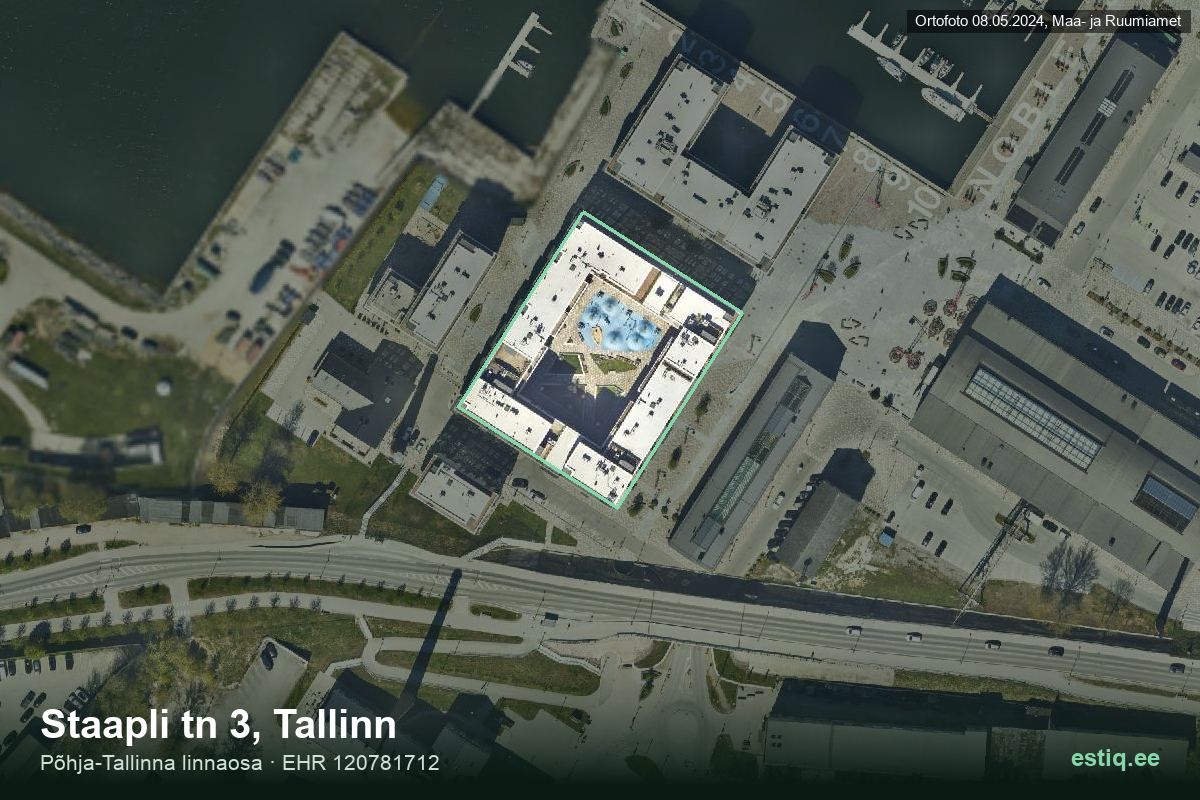 Staapli tänav 3, Tallinn – hoone aerofoto, kontuur ehitisregistri (EHR) andmetest