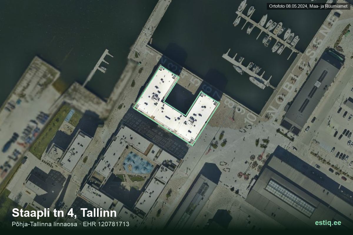 Staapli tänav 4, Tallinn – aerial photo of the building, outline from the Building Register (EHR)