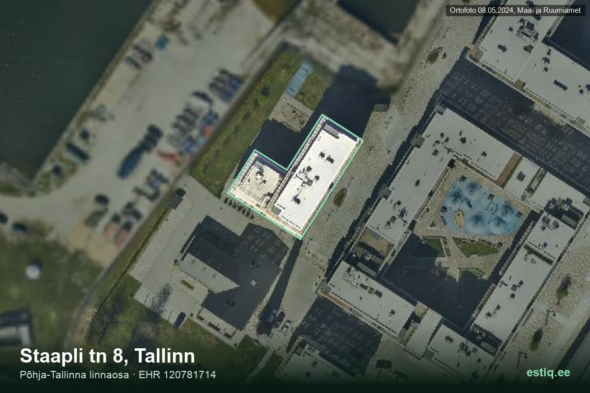 Staapli tänav 8, Tallinn – hoone aerofoto, kontuur ehitisregistri (EHR) andmetest