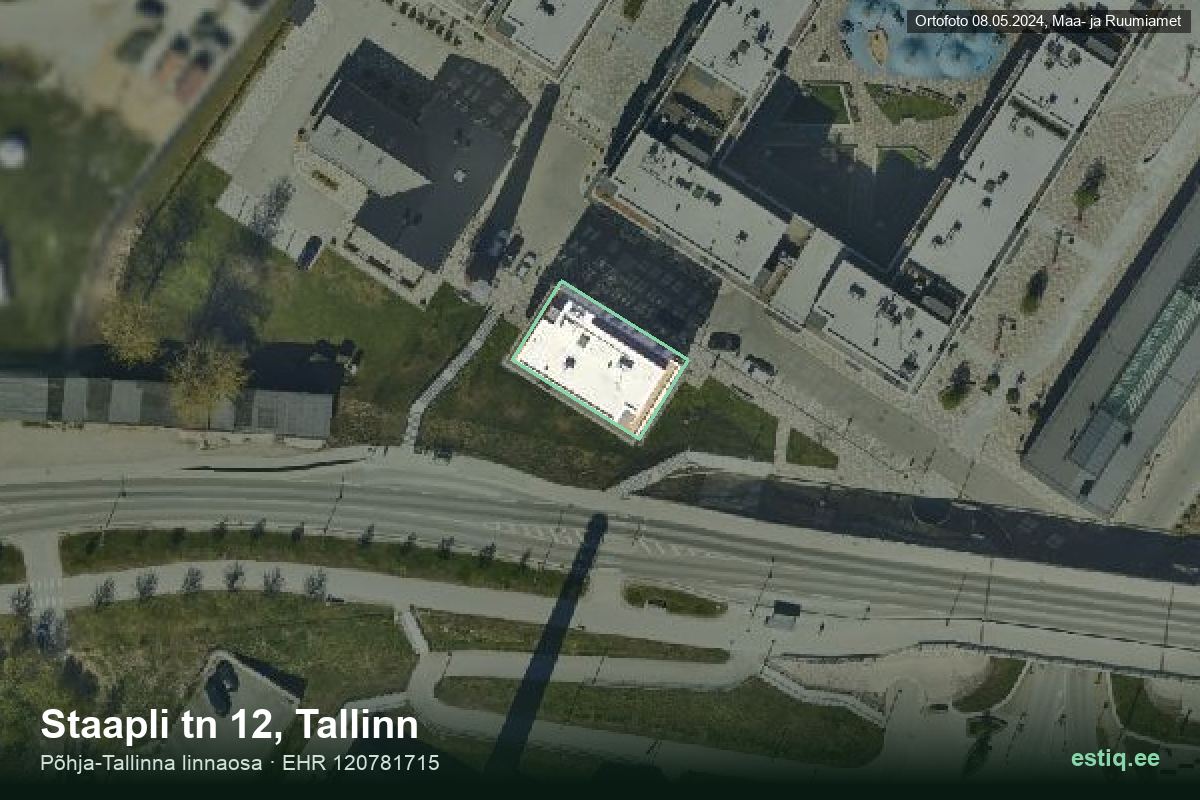 Staapli tänav 12, Tallinn – ilmakuva rakennuksesta, ääriviiva rakennusrekisteristä (EHR)