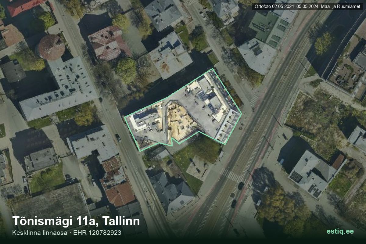 Tõnismägi 11a, Tallinn – hoone aerofoto, kontuur ehitisregistri (EHR) andmetest
